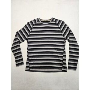 Smartwool Merino 150 Base Layer Mens XXL Striped Long Sleeve Shirt Black Grey